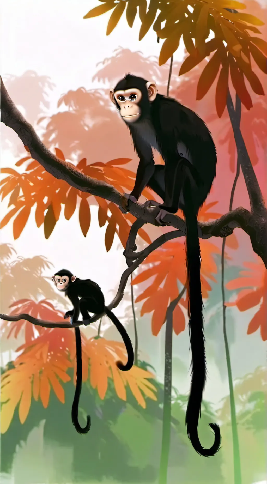 ai character: Rainforest monkey  background