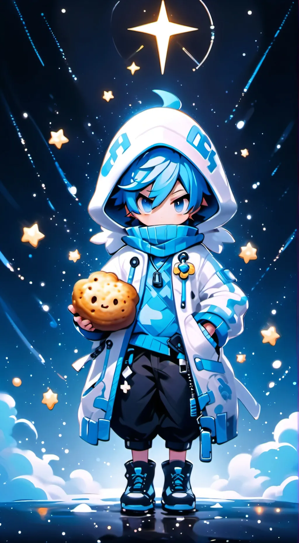 ai character: Light milk cookie background