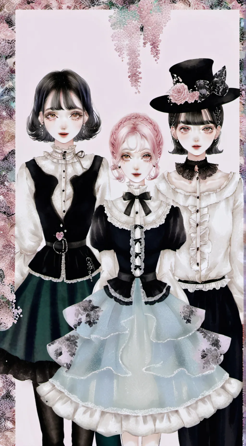 ai character: kori😐,lea😠,mia😁 background