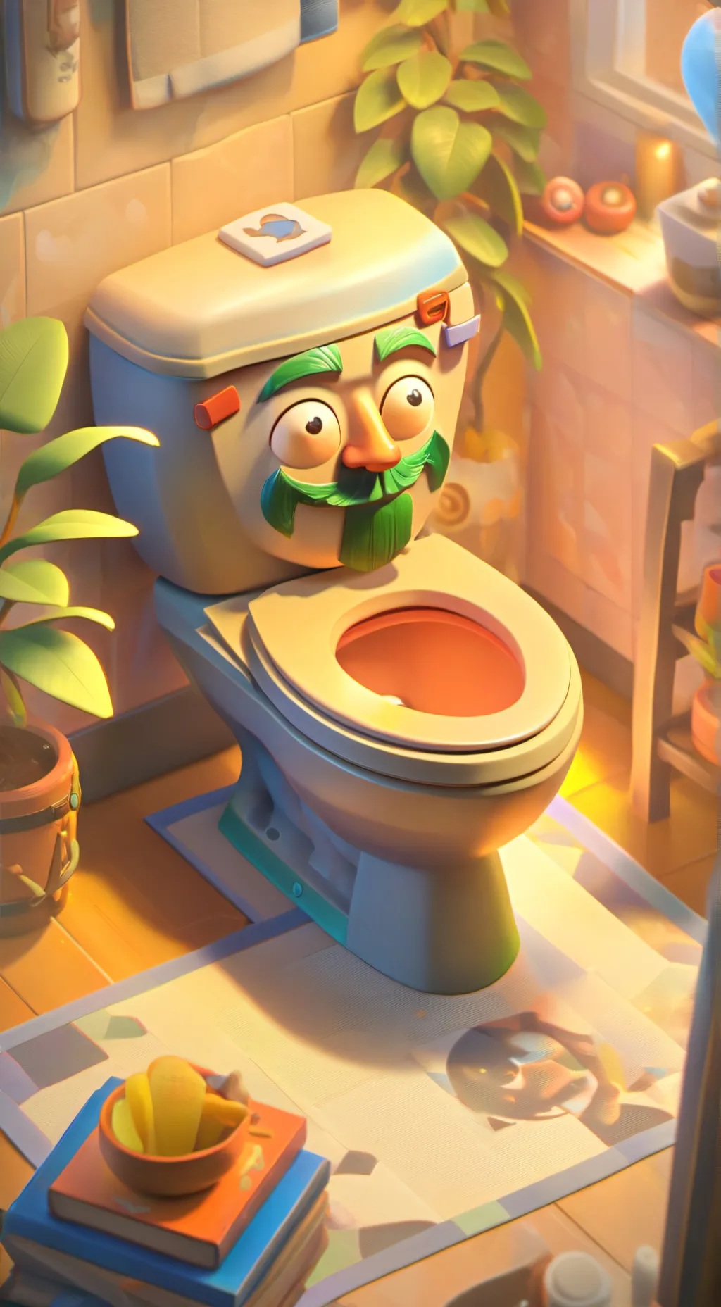 ai character: toilet Derek background