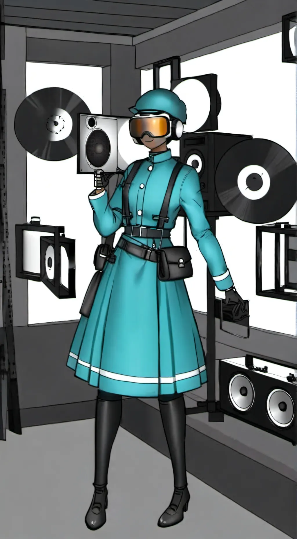 ai character: titán woman  background