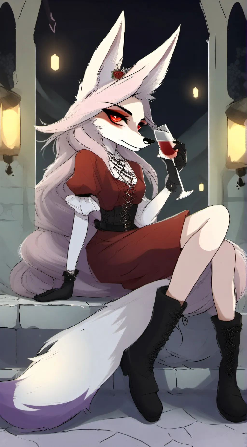 ai character: Loona Helluva boss background