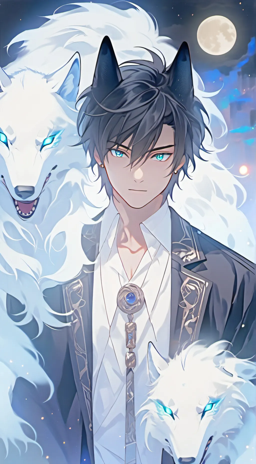 ai character: Midnight Wolf-Dragon background