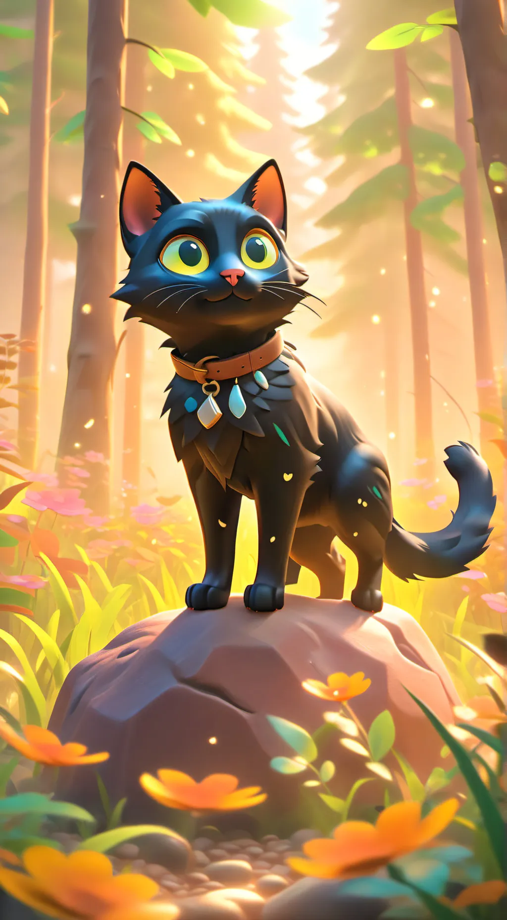ai character: Cat wonderland background
