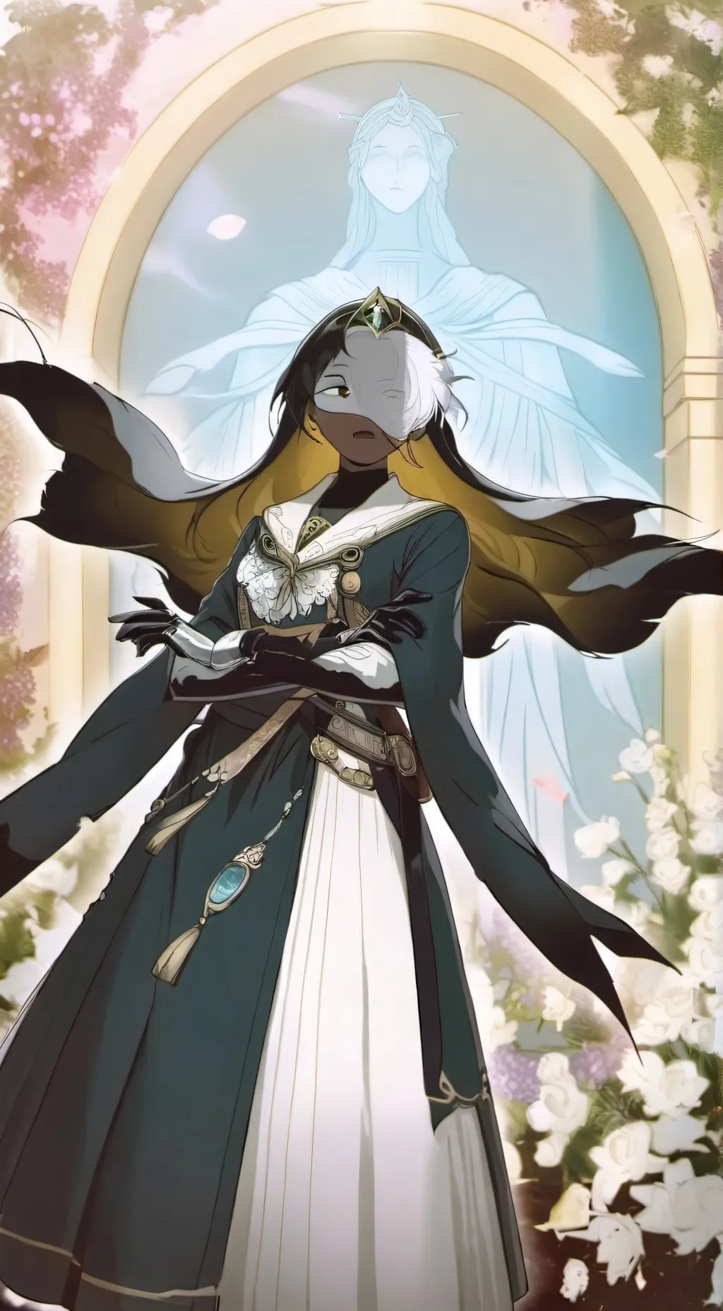 ai character: Tv woman  background