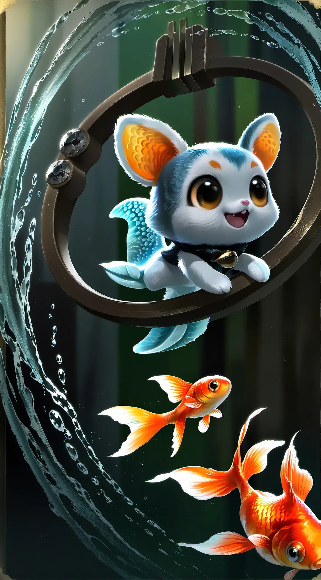 ai character: Orange Goldfish Furry background