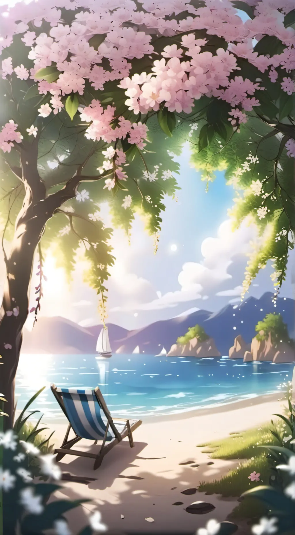 ai character: KNY Beach Day background