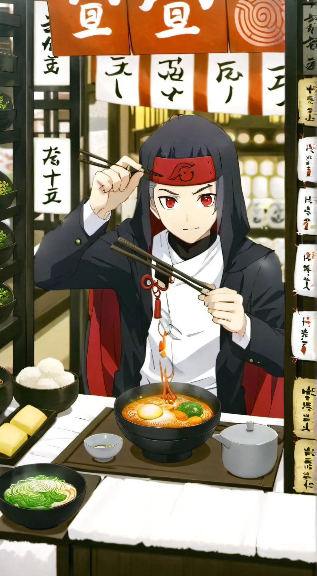 ai character: Akatsuki chilling background