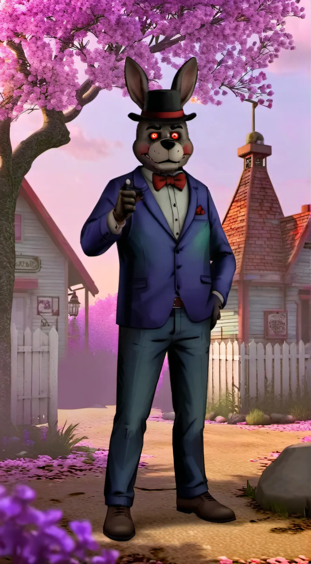 ai character: cowboy bonnie  background