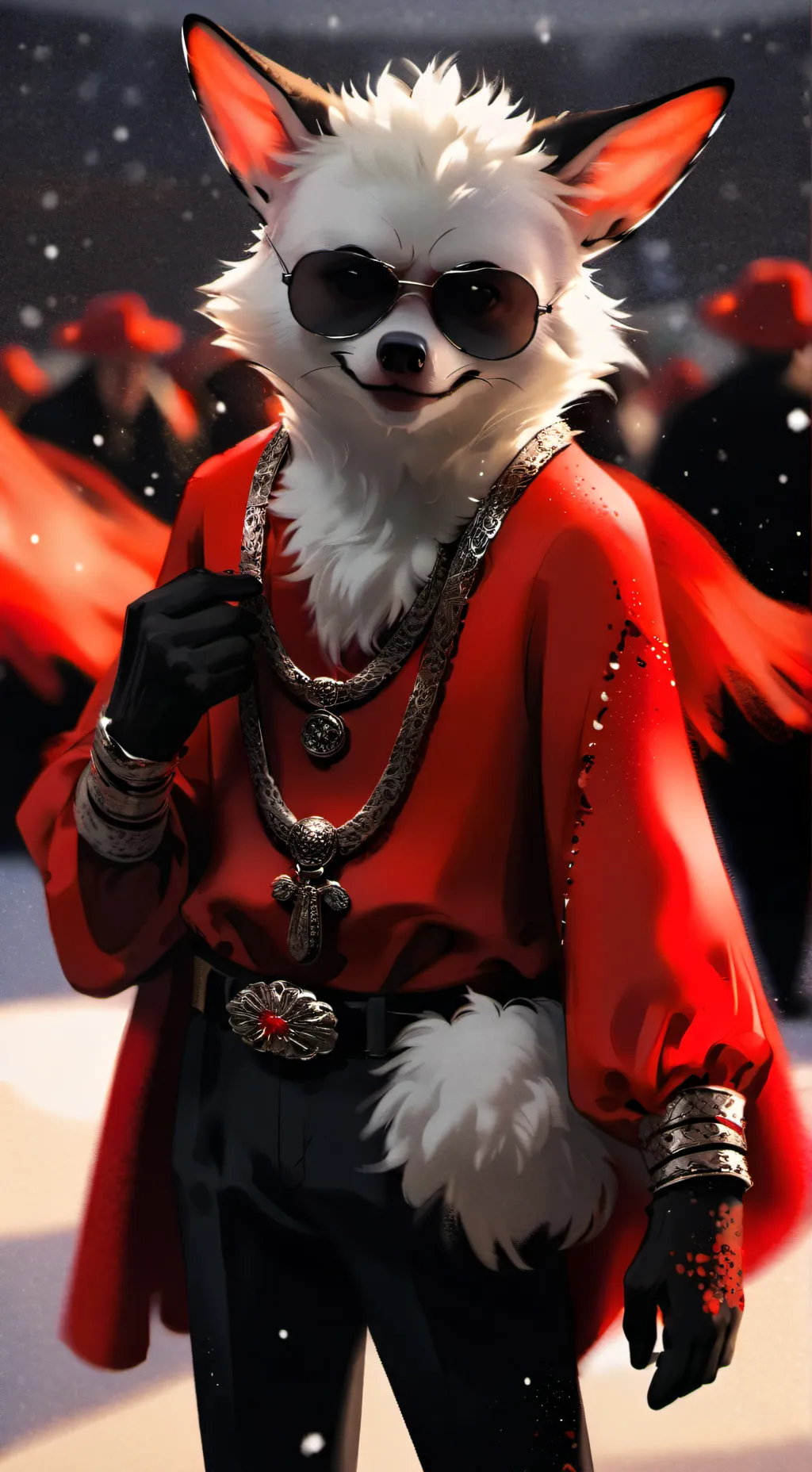 ai character: Red furry background