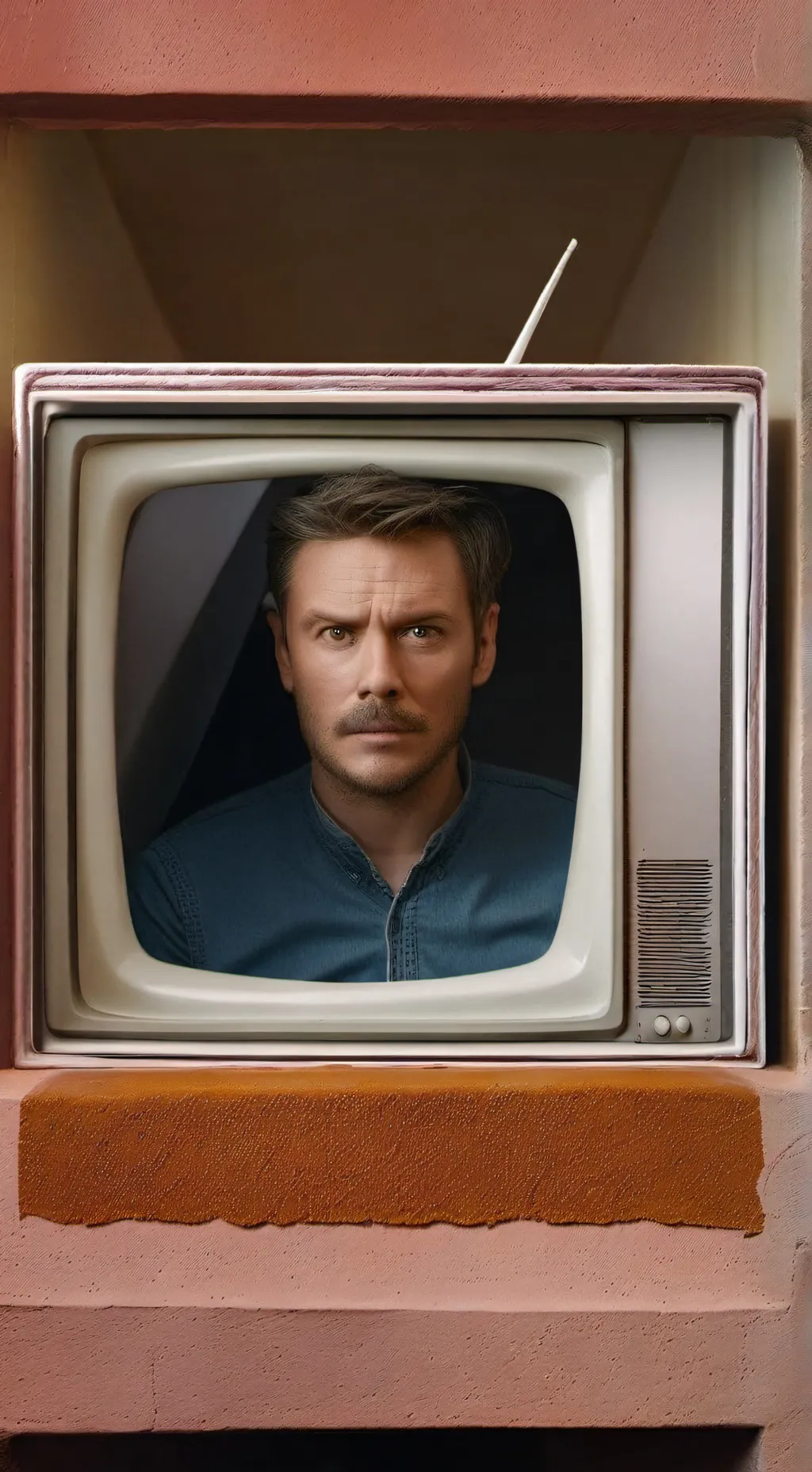 ai character: Trapped inna tv   background