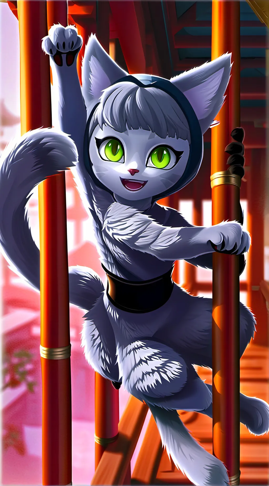 ai character: Griselda the Grey Cat Spirit background