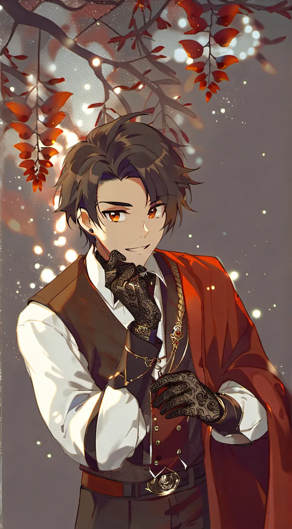 ai character: firelight background