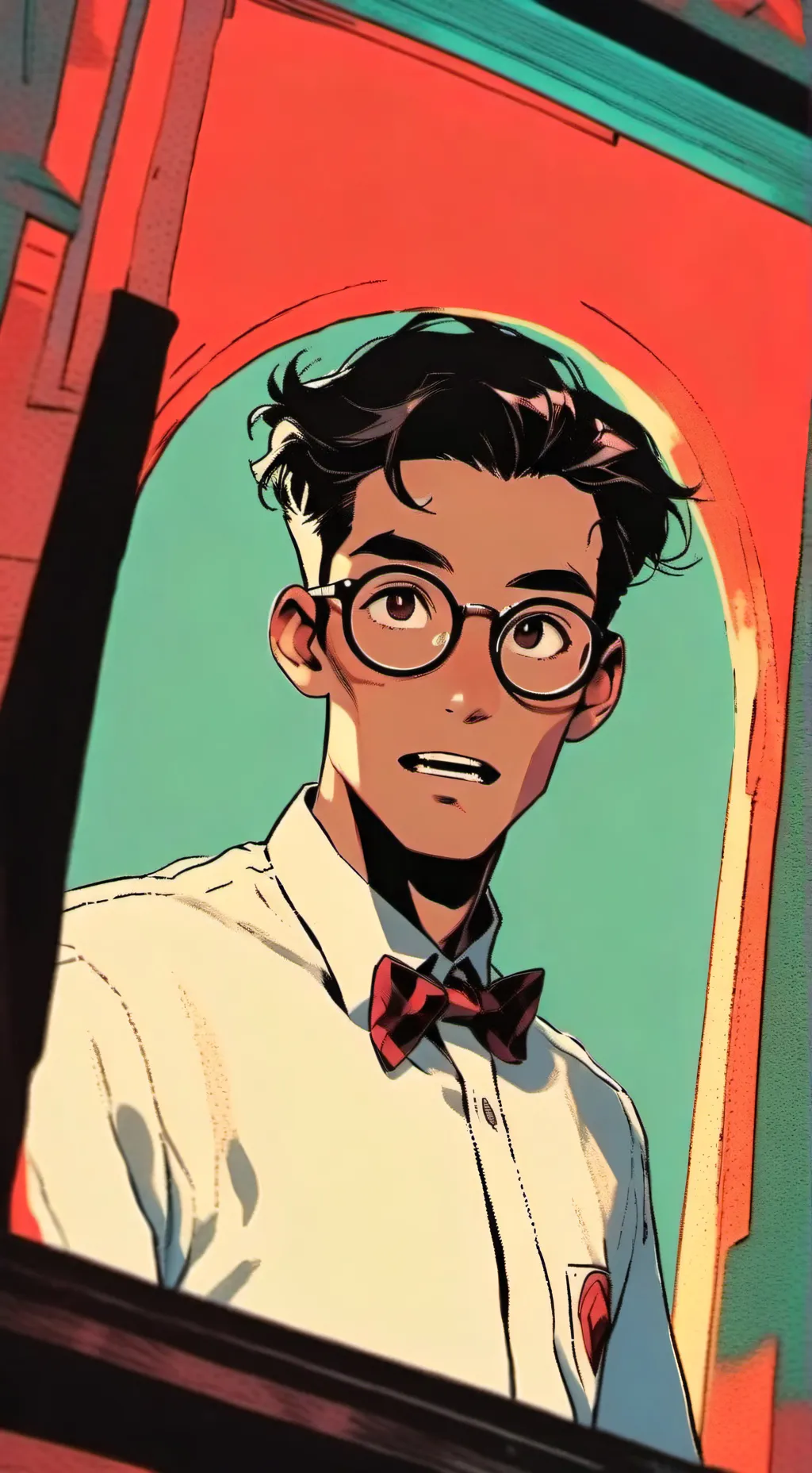 ai character: nerd +teacher pet background