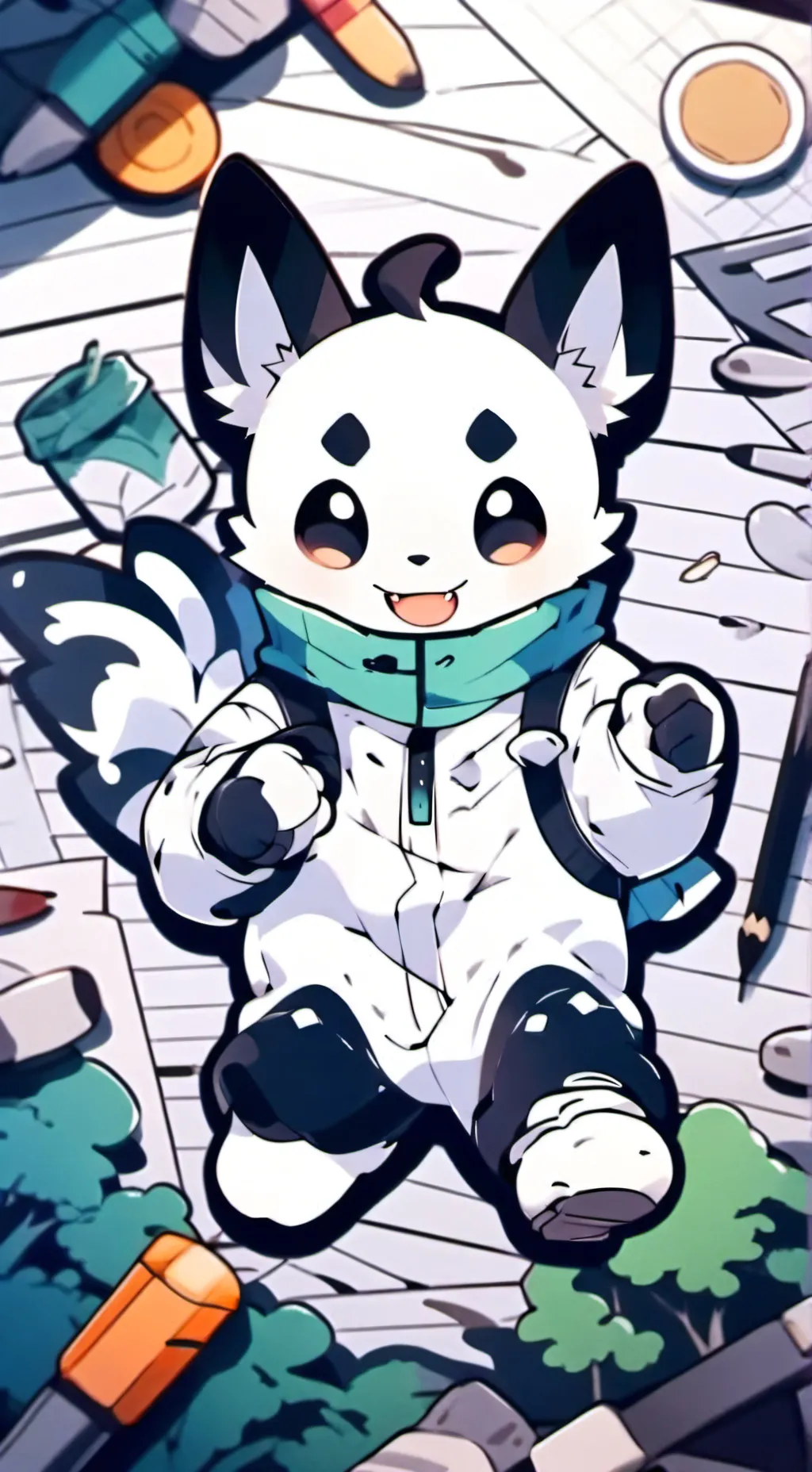 ai character: smiling critters background