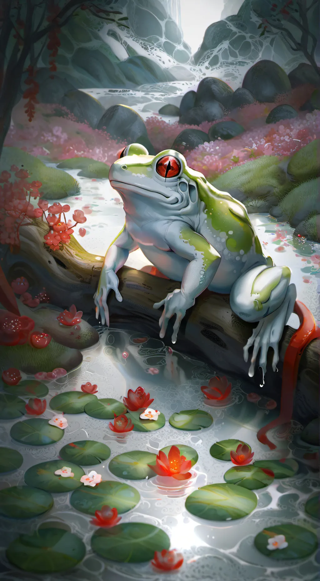 ai character: Fizzy frog background
