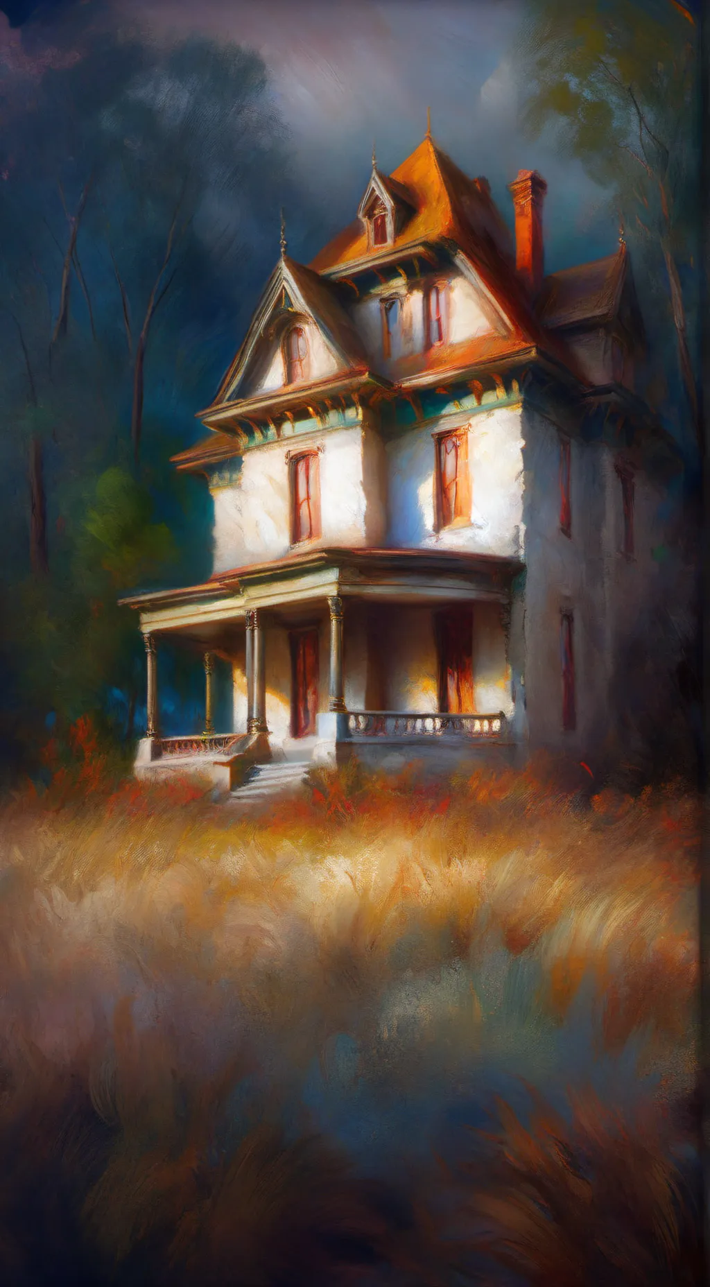 ai character: Sams hunted house background