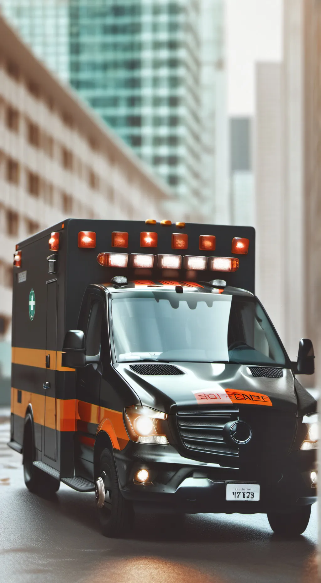 ai character: black ambulance background