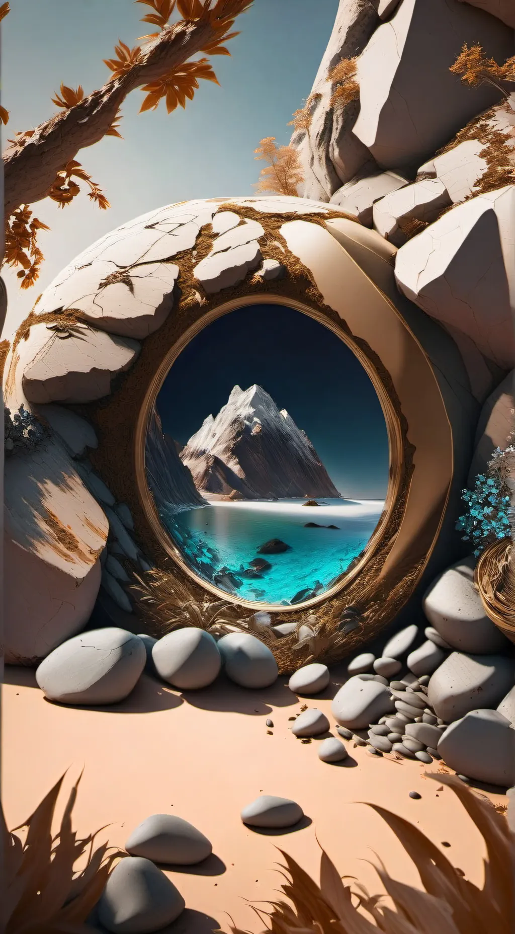 ai character: a rock background