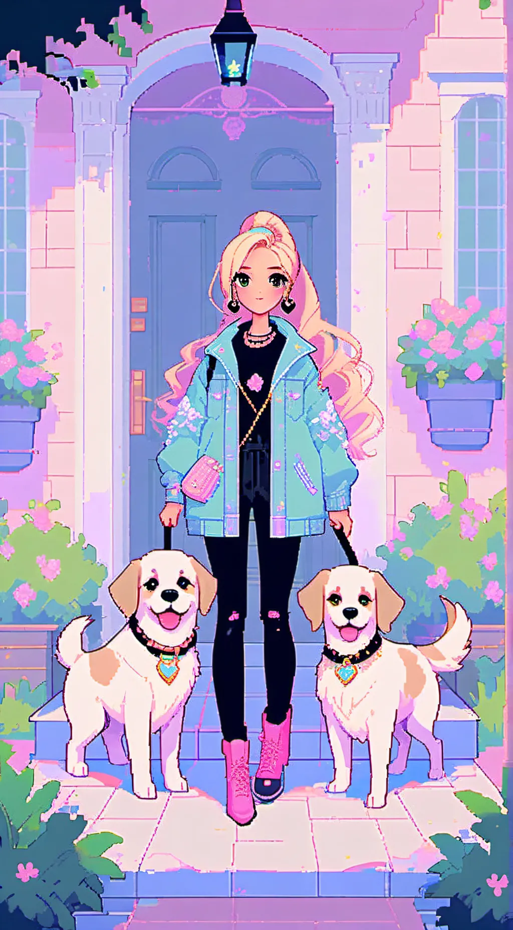 ai character: barbie in willows background