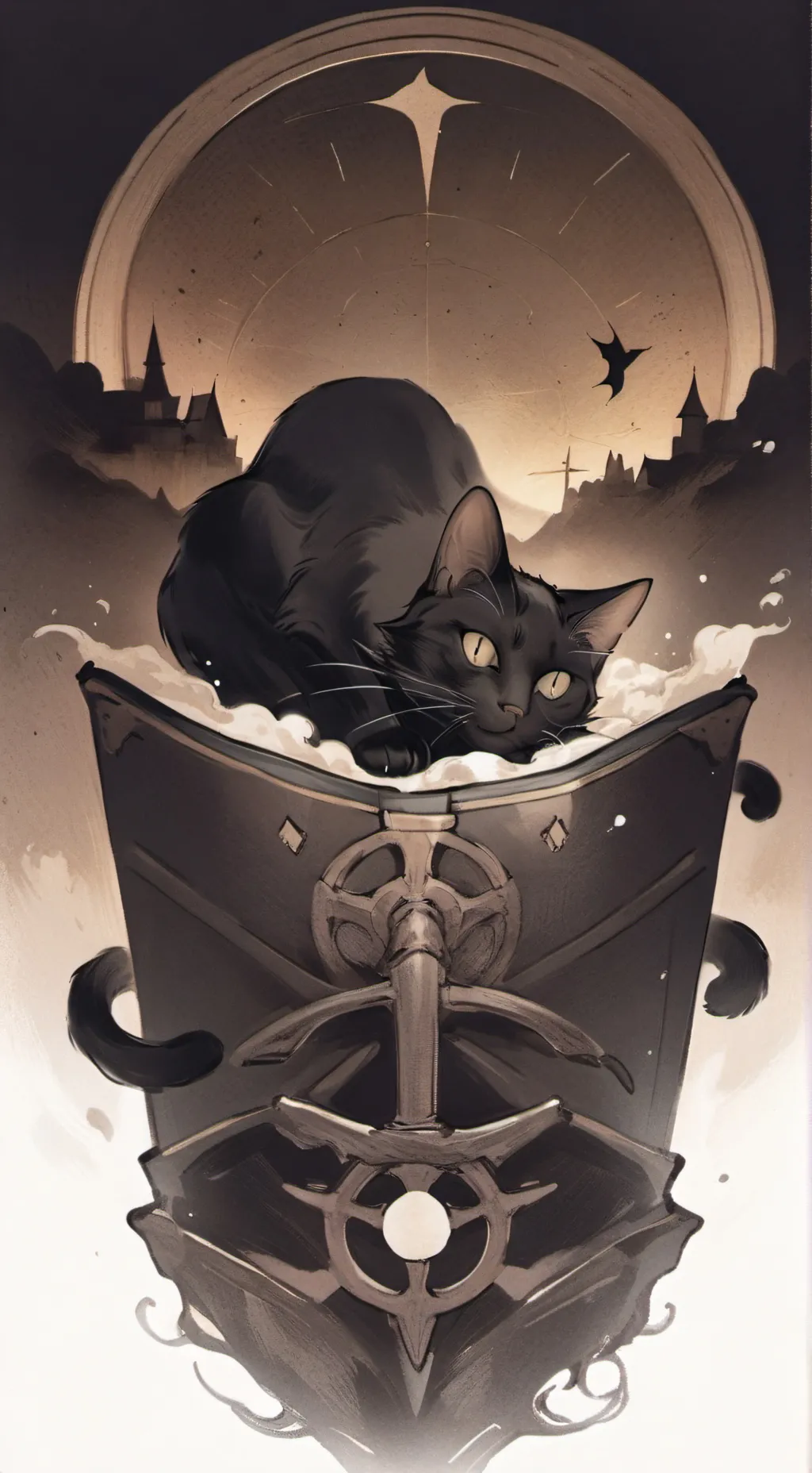 ai character: Big black cat background