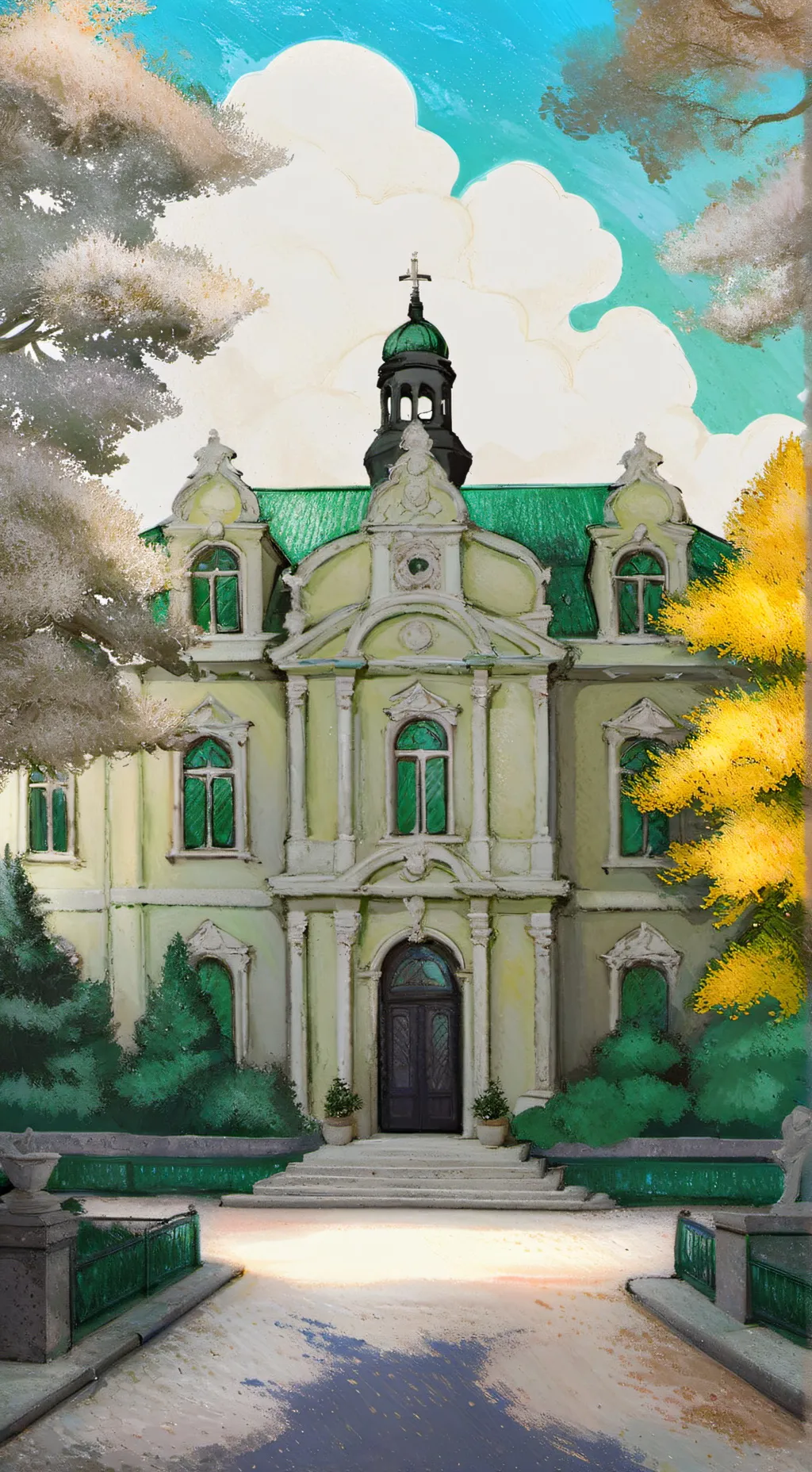 ai character: pre jardin background