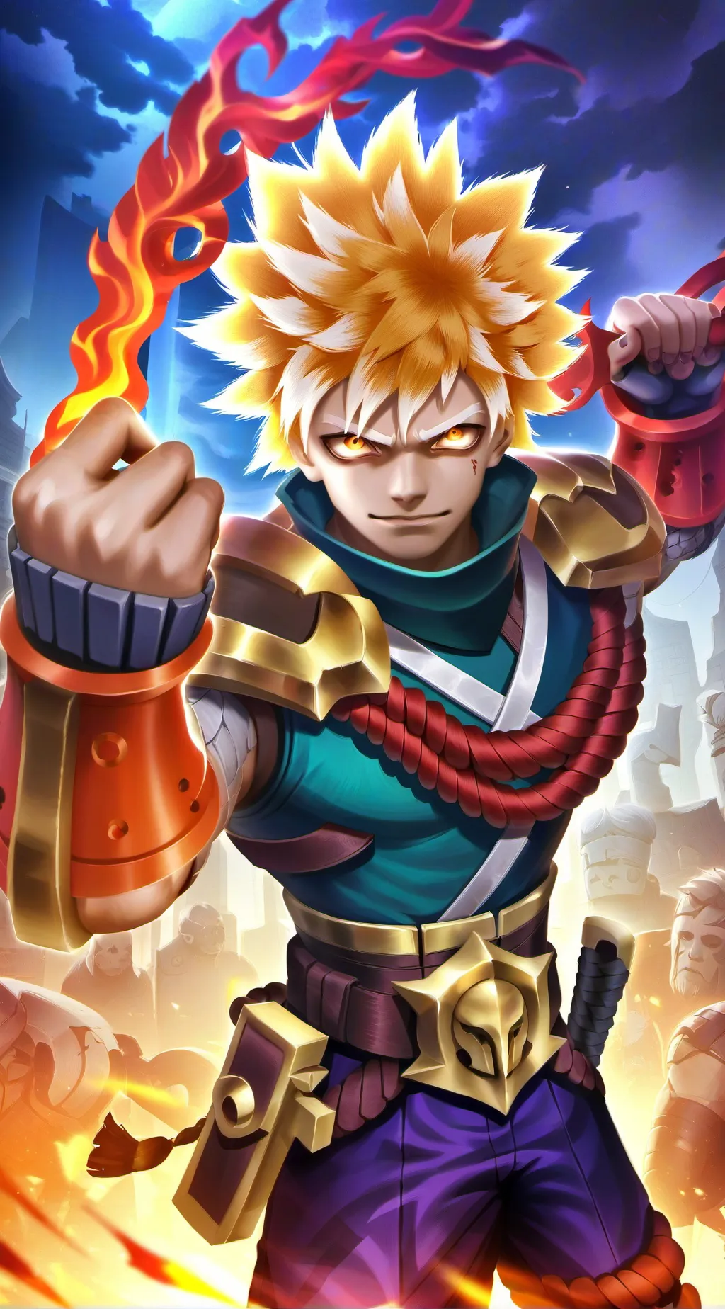 ai character: bakugo goes to far background