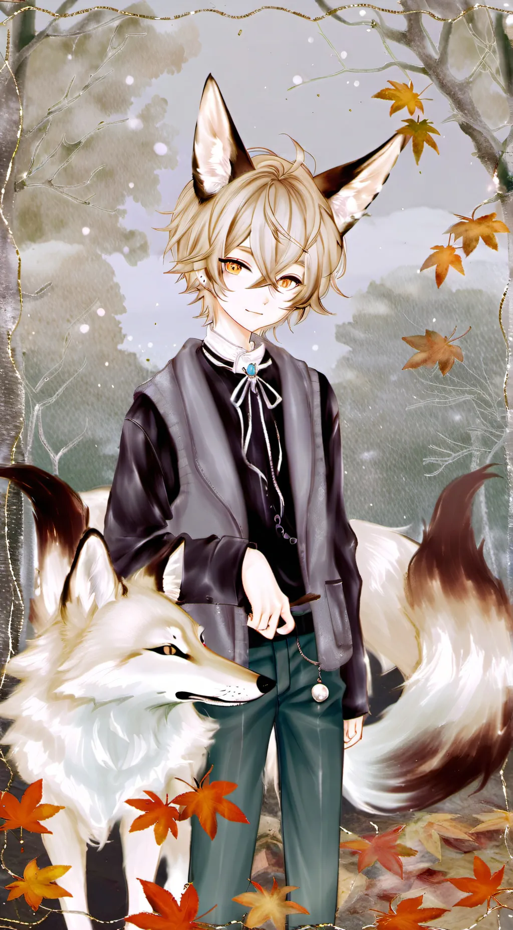 ai character: Leaf background