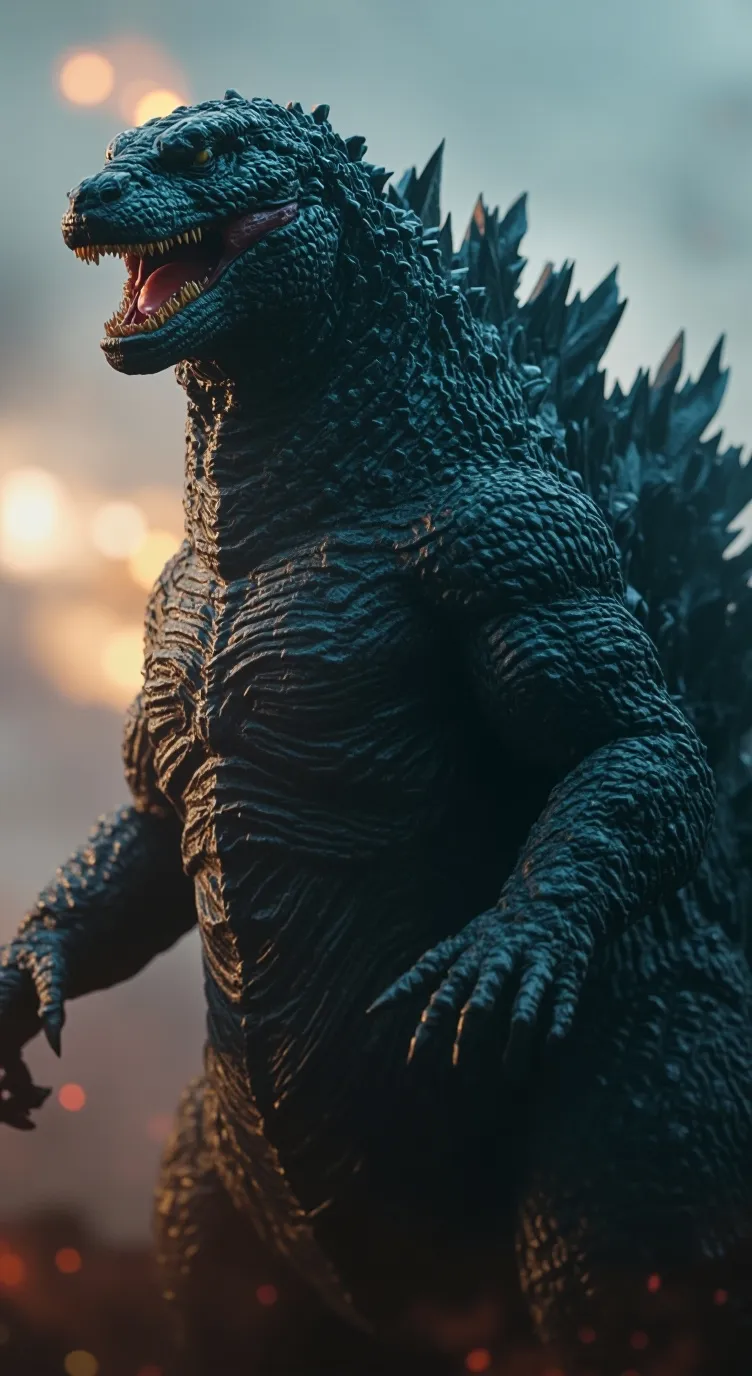 ai character: Godzilla  background