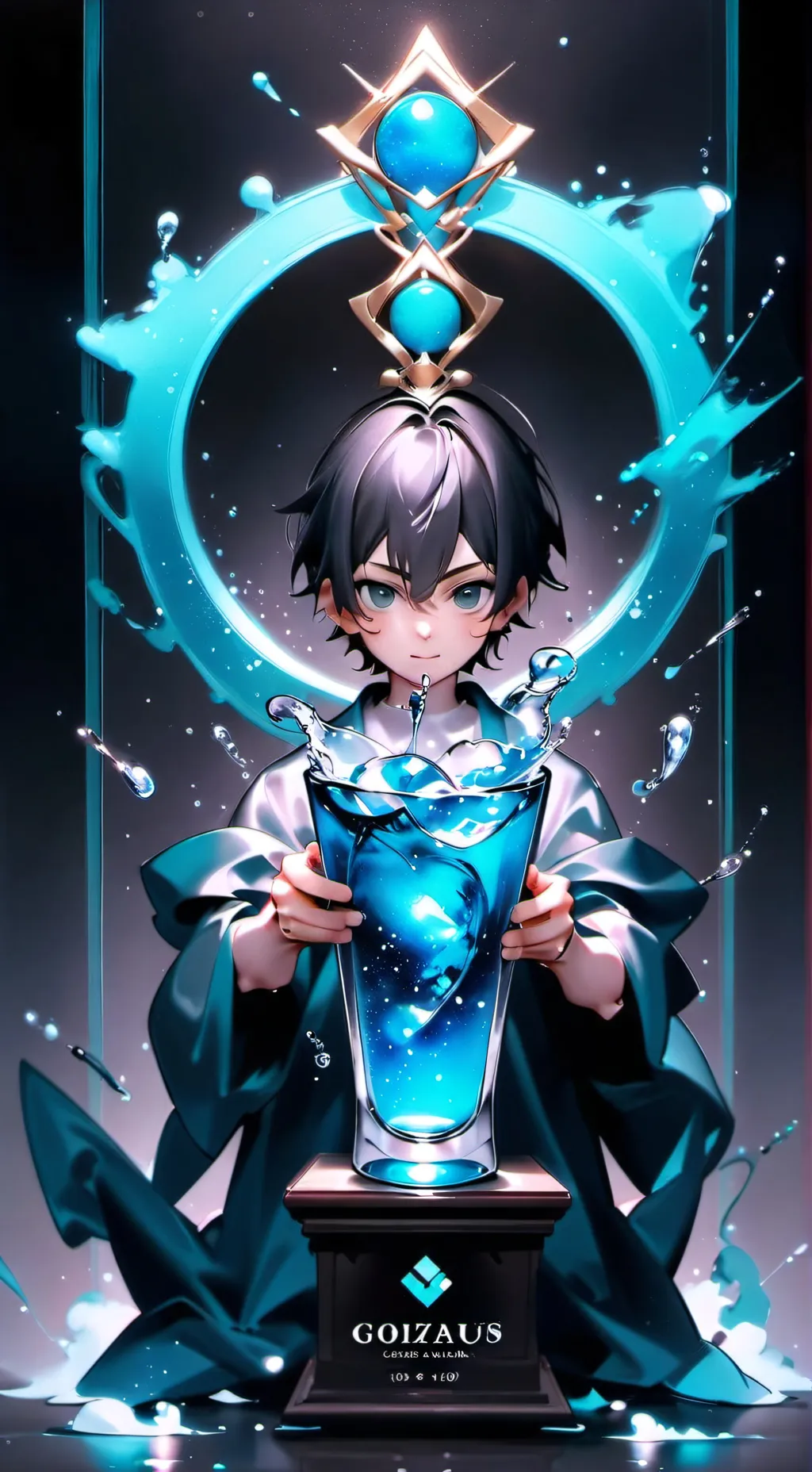 ai character: aqua background