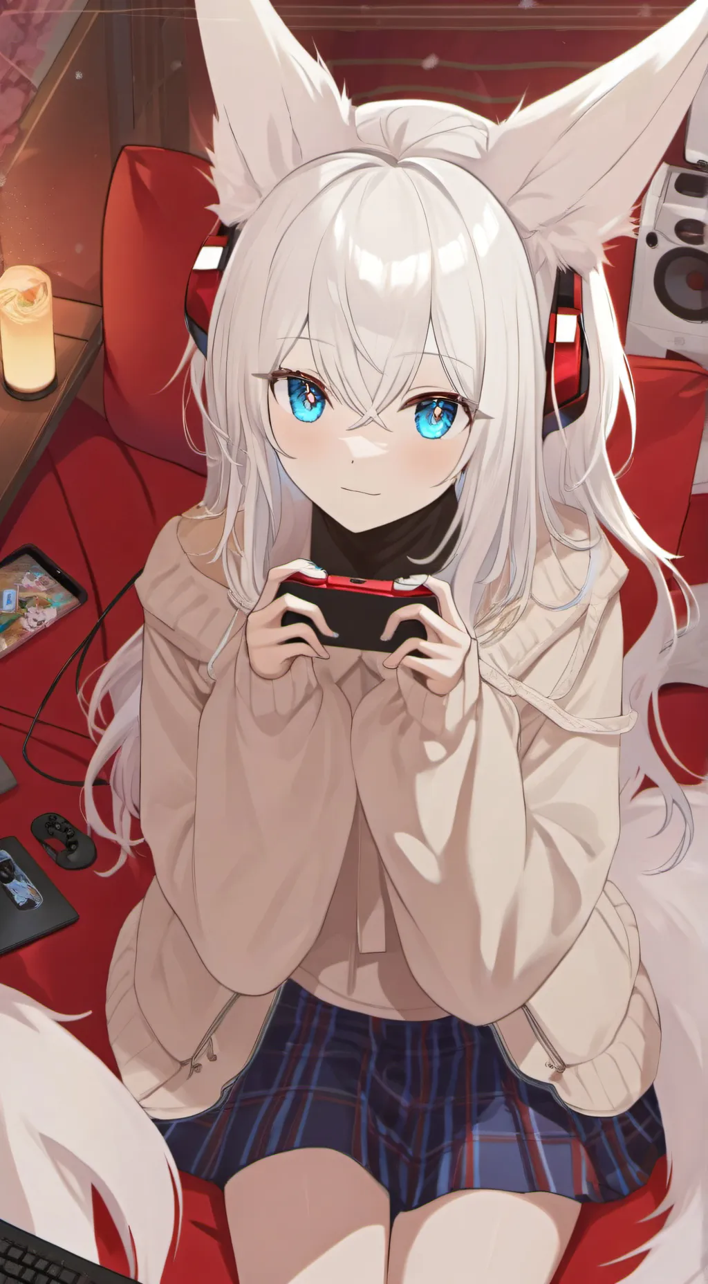 ai character: Snow Kitsune Spirit background