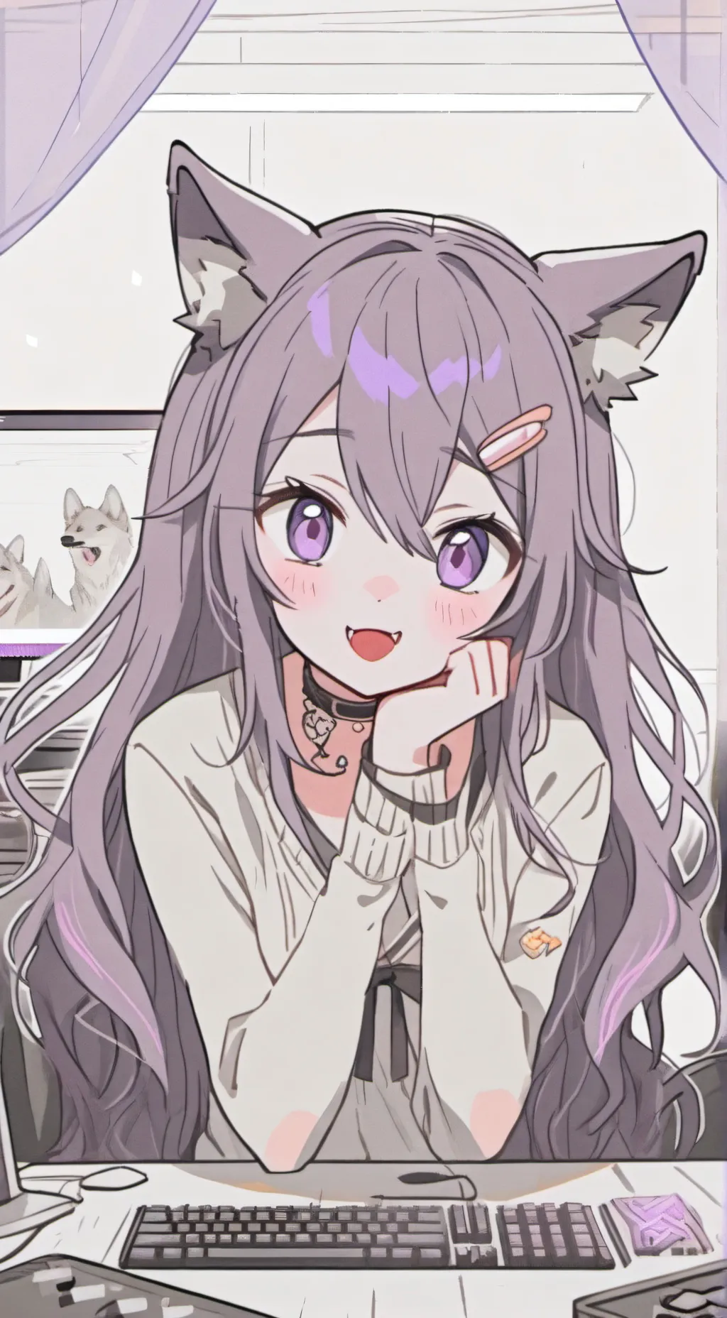 ai character: Luna the Wolf Girl Spirit background