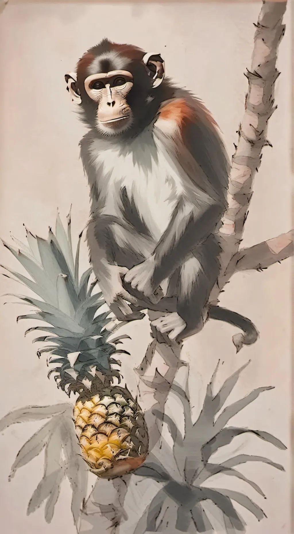 ai character: monkey pineapple background