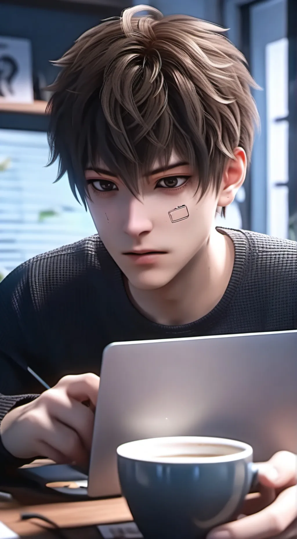 ai character: The Terrified Code Warrior background