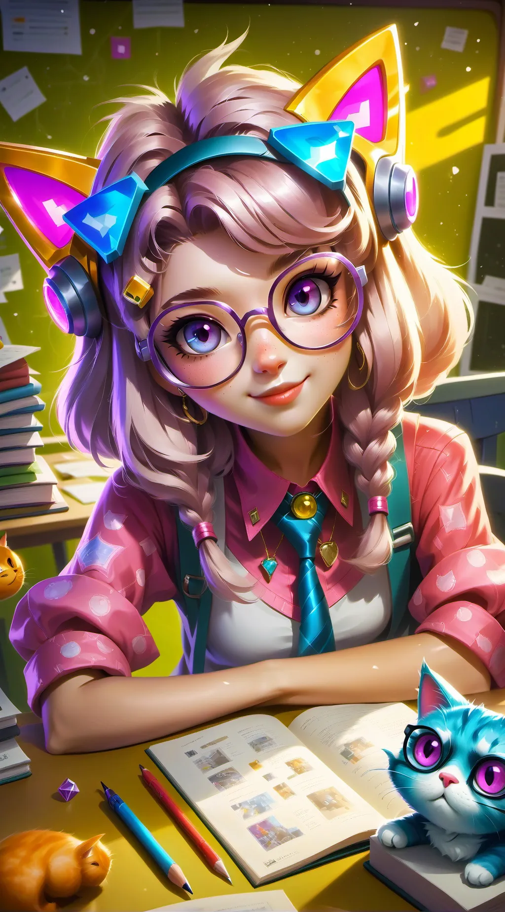 ai character: Dr. Purrfectly Mem background