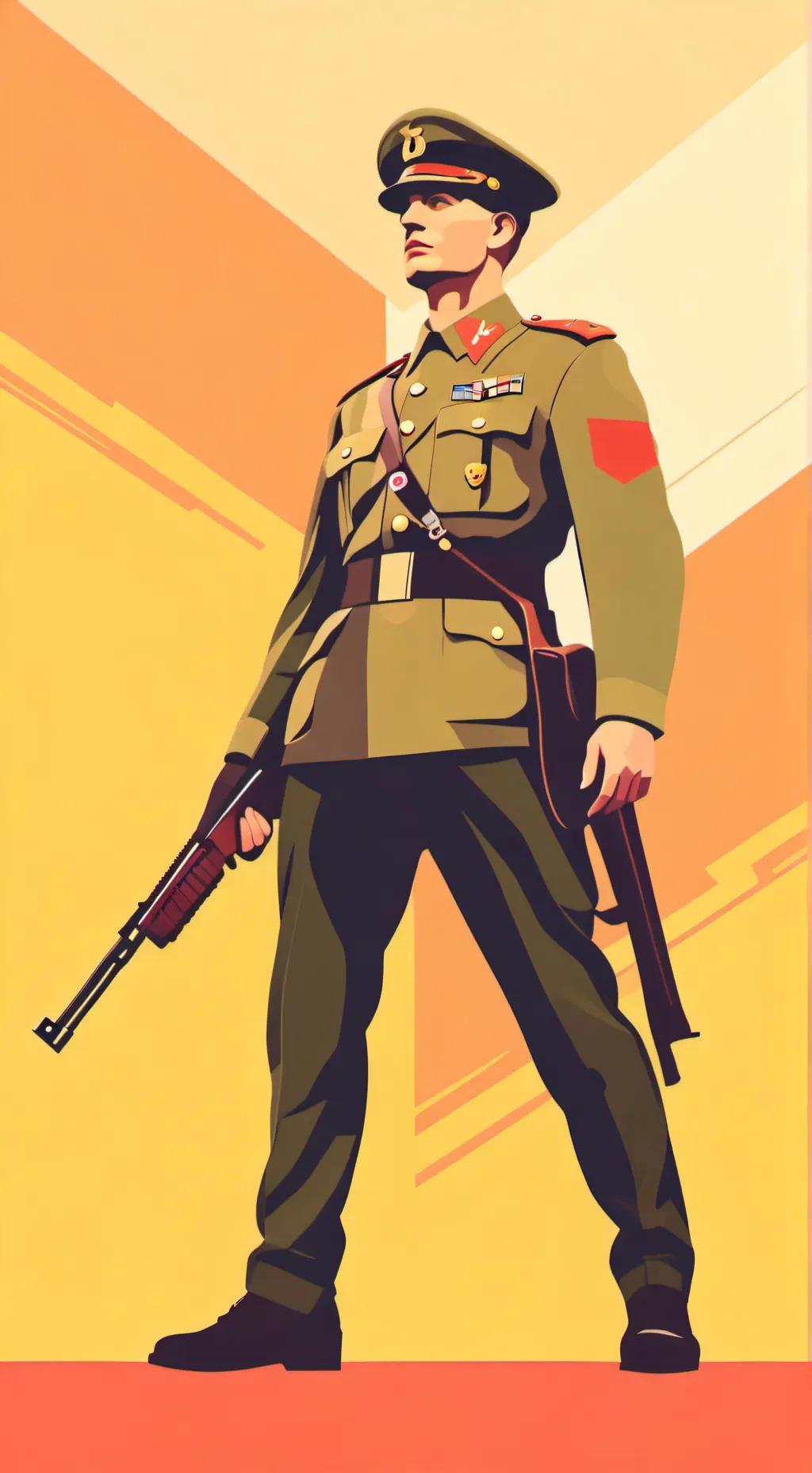 ai character: capo militare lion background