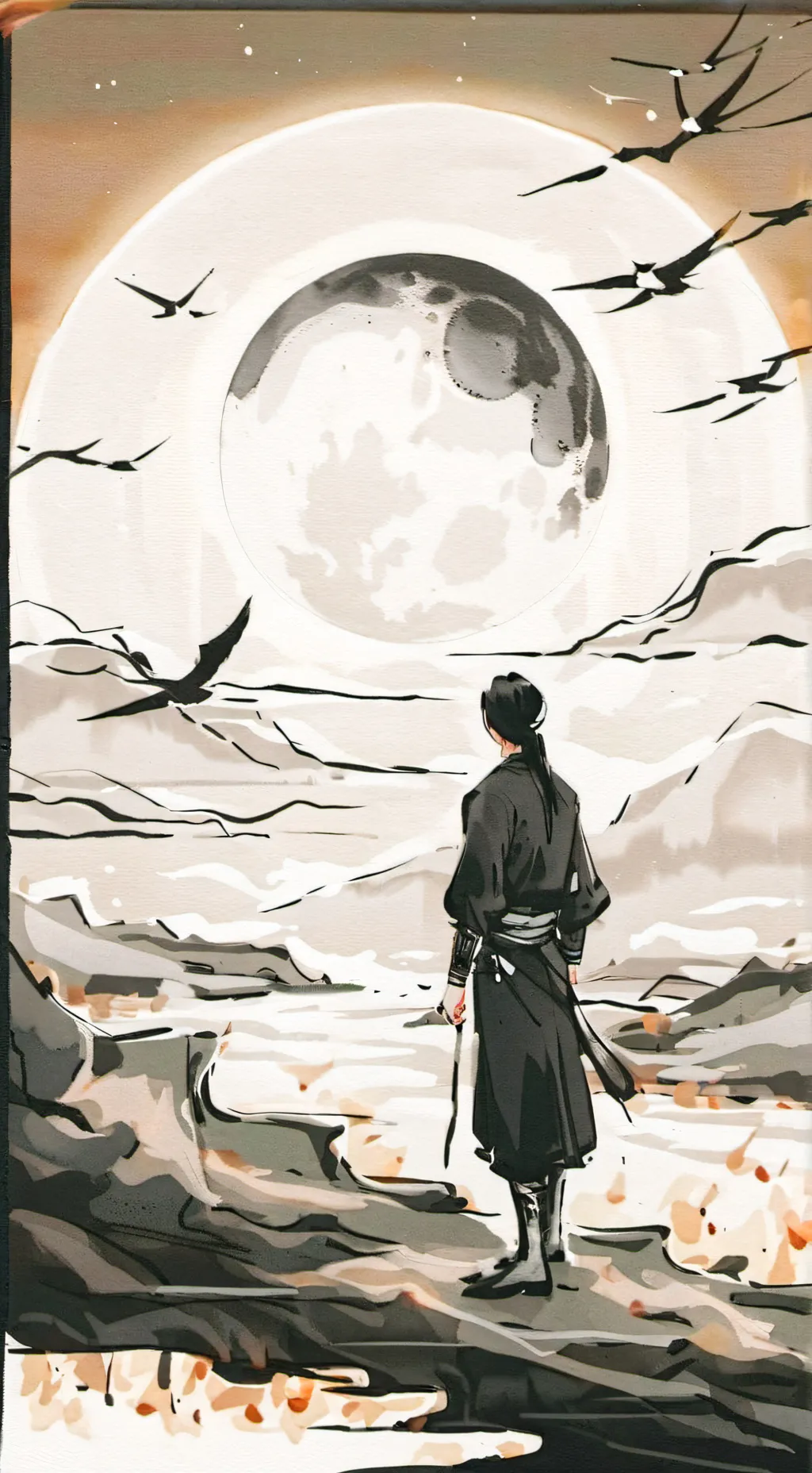 ai character: Sun and the moon background