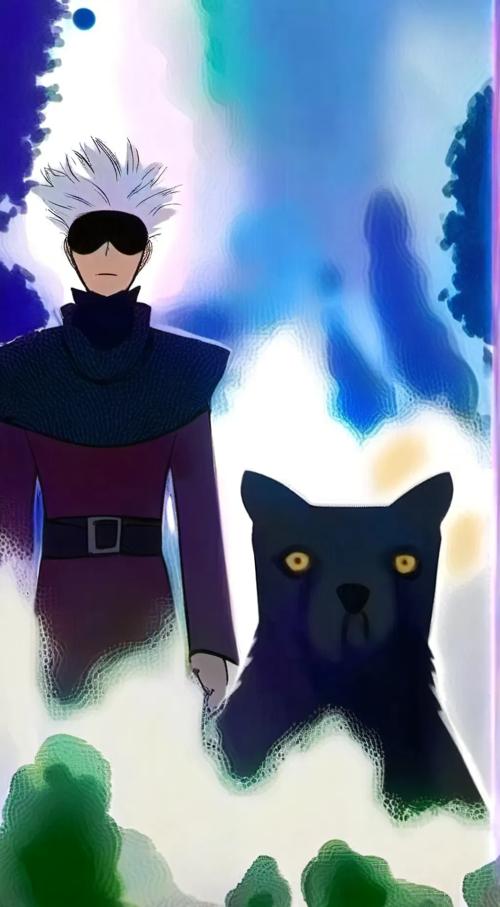 ai character: gojo de temu background