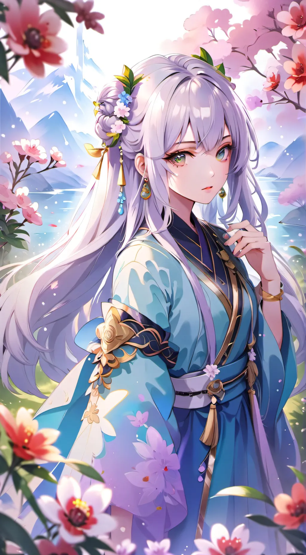 ai character: la dama de blanco background