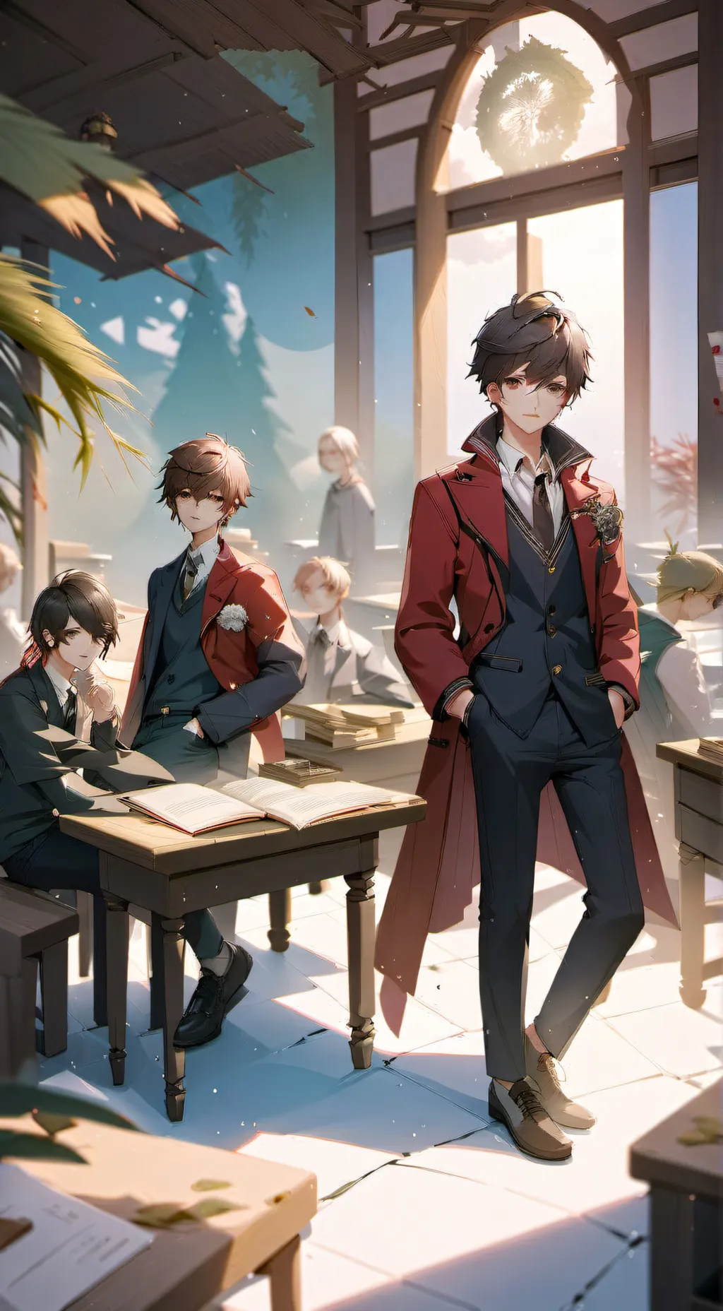 ai character: boys school  background