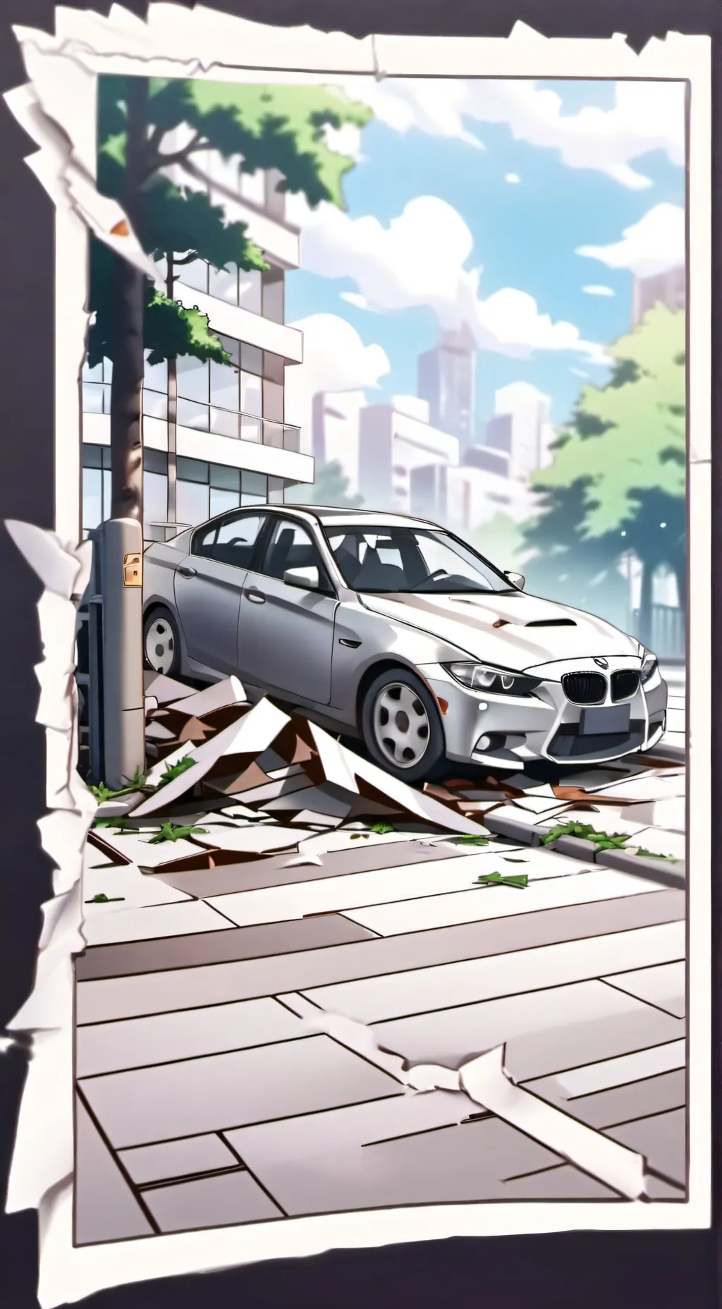 ai character: Car crash background