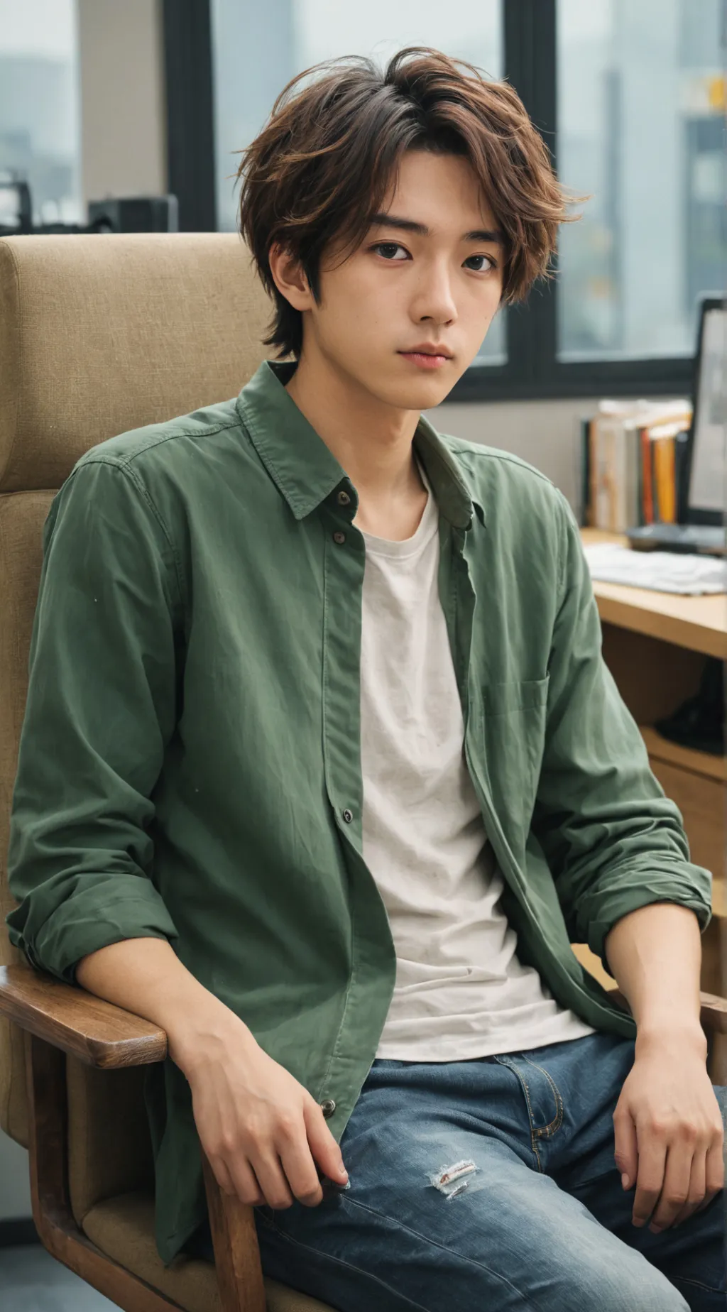 ai character: Disheveled Desk Mate background