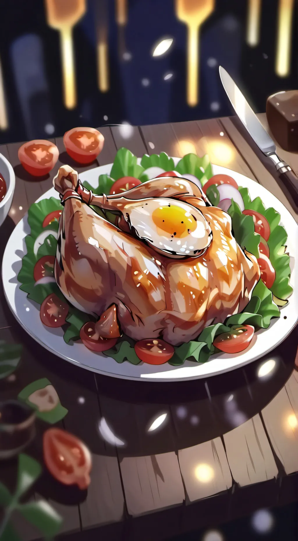 ai character: CHICKEN JOCKEY  background