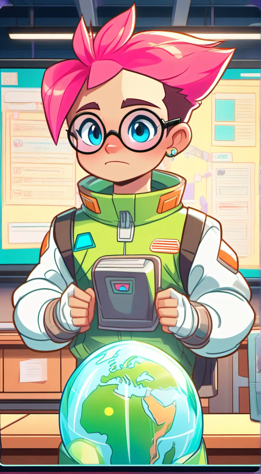 ai character: Prof. Meme-tastic background