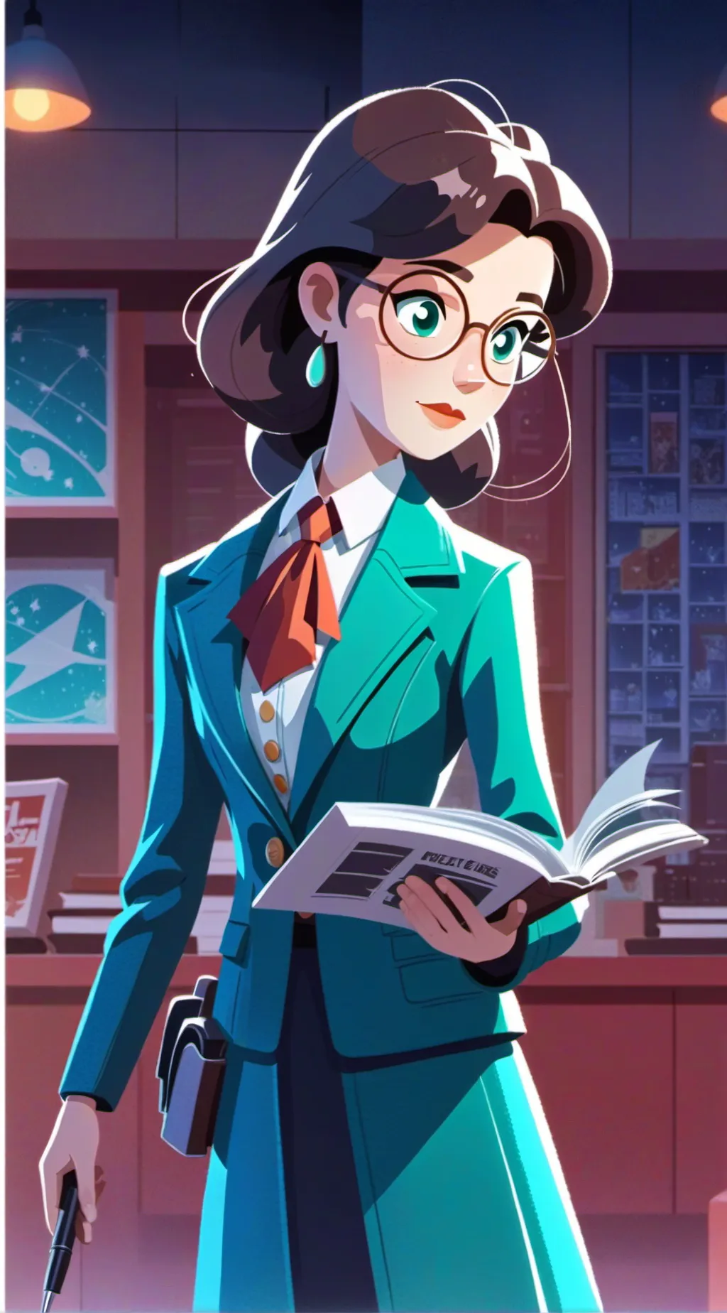 ai character: news reporter background