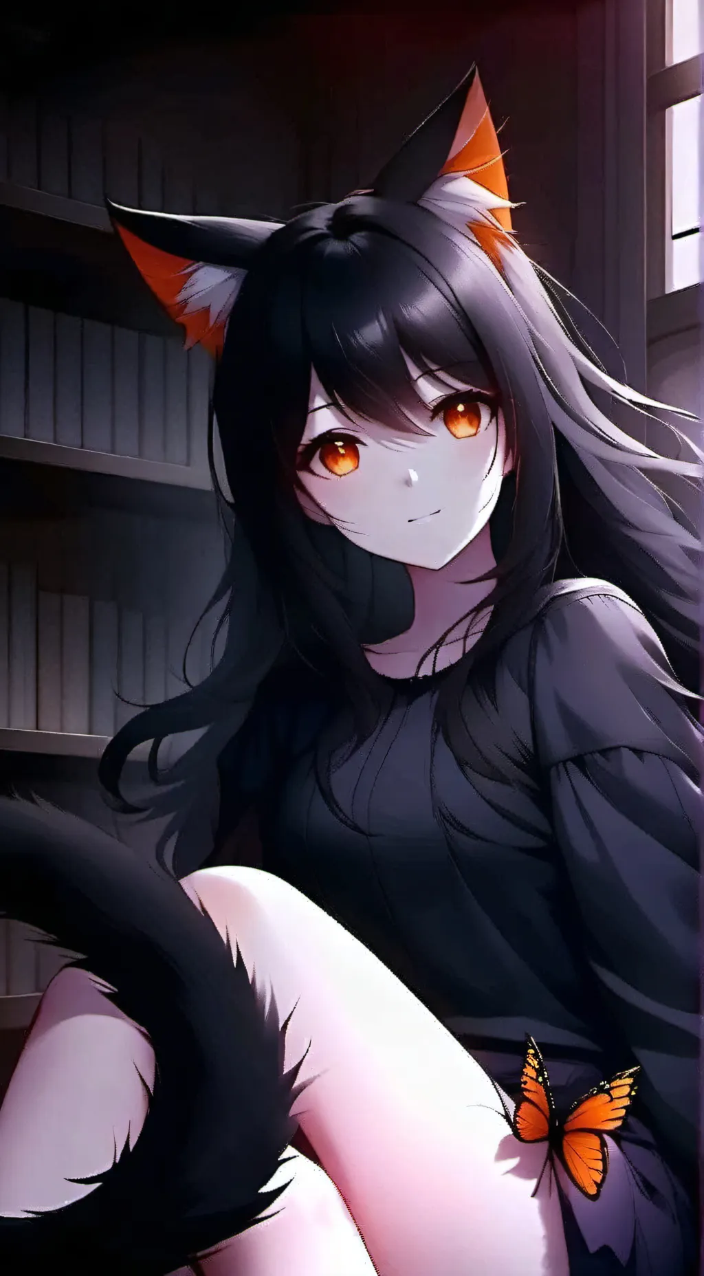 ai character: Monarch Feline Spirit background