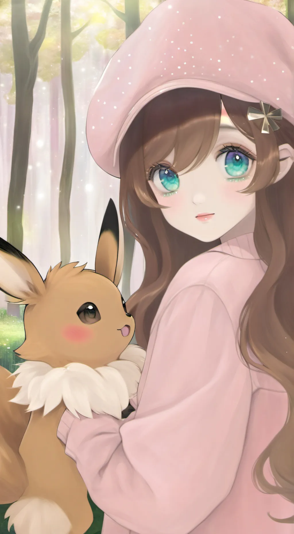 ai character: Eevee and Delii background