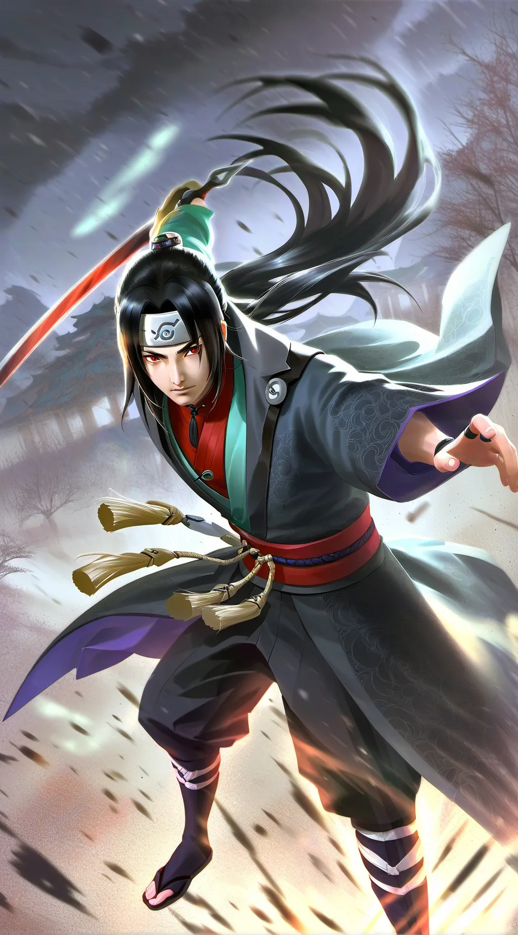 ai character: Itachi drill background