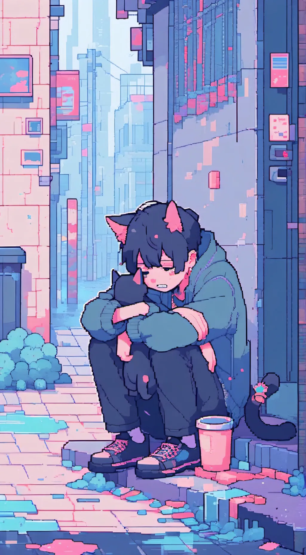 ai character: black cat background