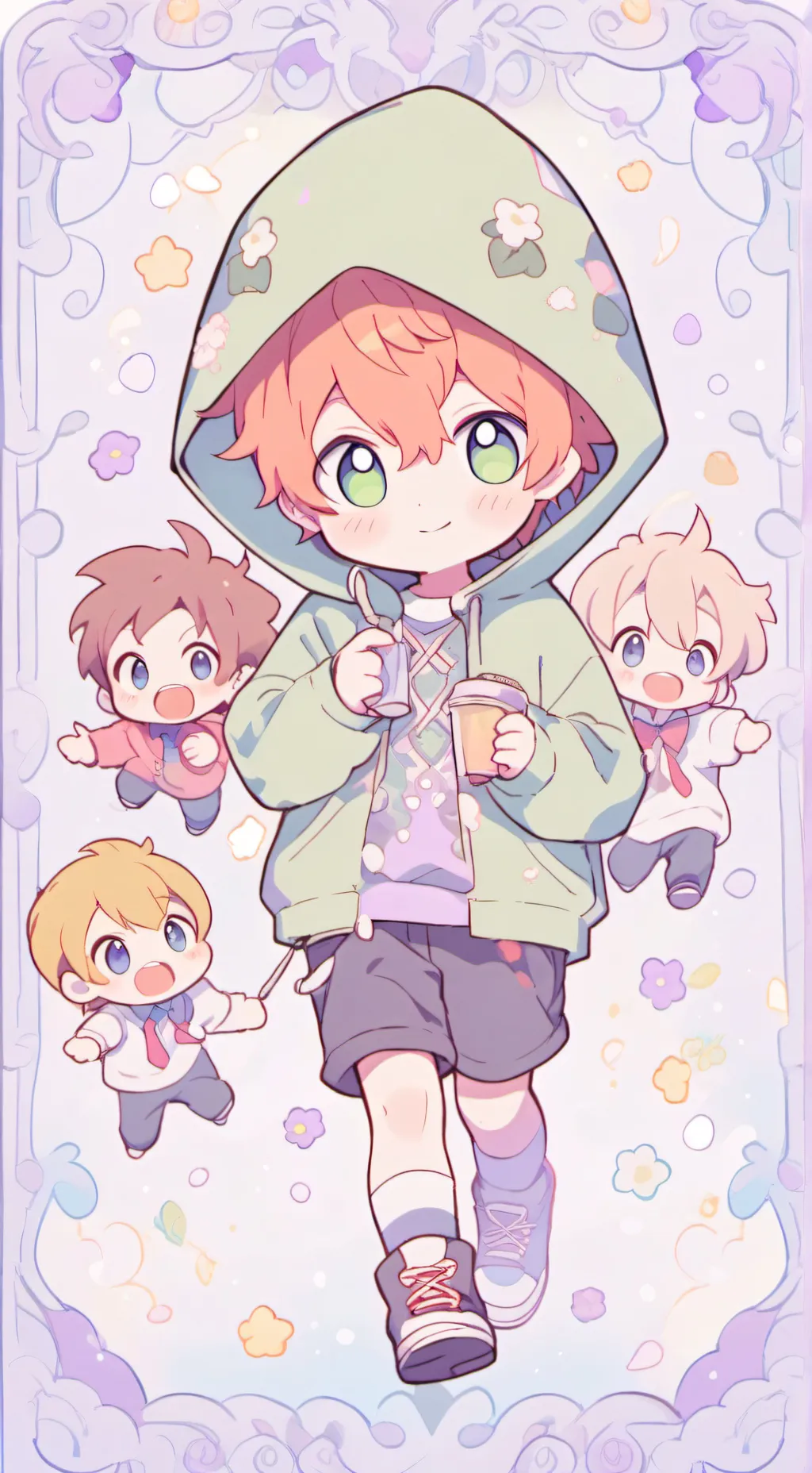 ai character: Rainbow babies background